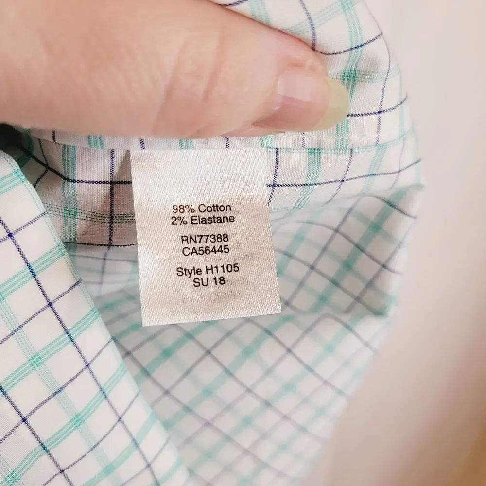 J.Crew Flex Wrinkle Free blue plaid button up shirt XS Mens Preppy Classic